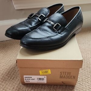 Steve Madden Aahron Black Leather Men's Slip-Ons